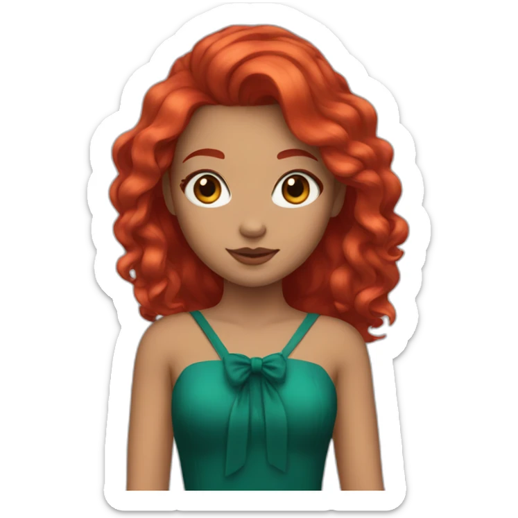 Girl with red hair, red dress and red makeup sticker