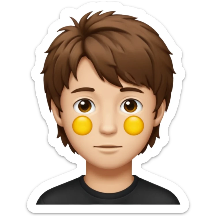 Young man have hair shaggy brown long straykids emoji sticker