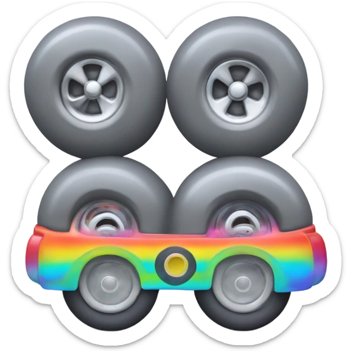Metal cute mad Kirby Gray ball driving on 4 car wheels with mad eyebrows game sticker