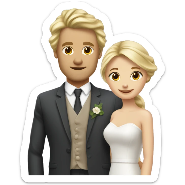 Blonde Frau lange Haare und Mann mit Anzug braune Haare und Bart heiraten sticker