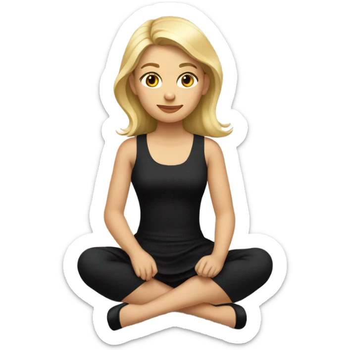 full body blonde girl sitting in black dress on the floor sticker