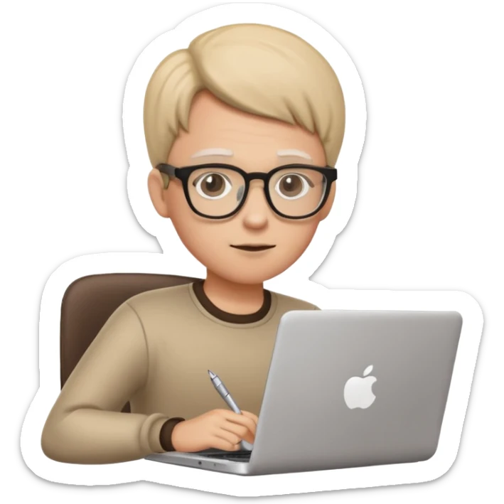 adult filling out an online registration form on a laptop, neutral expression emoji sticker