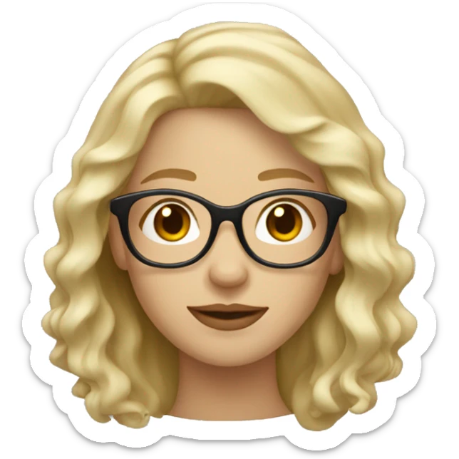 blond waivy hair woman with beige glasses sticker