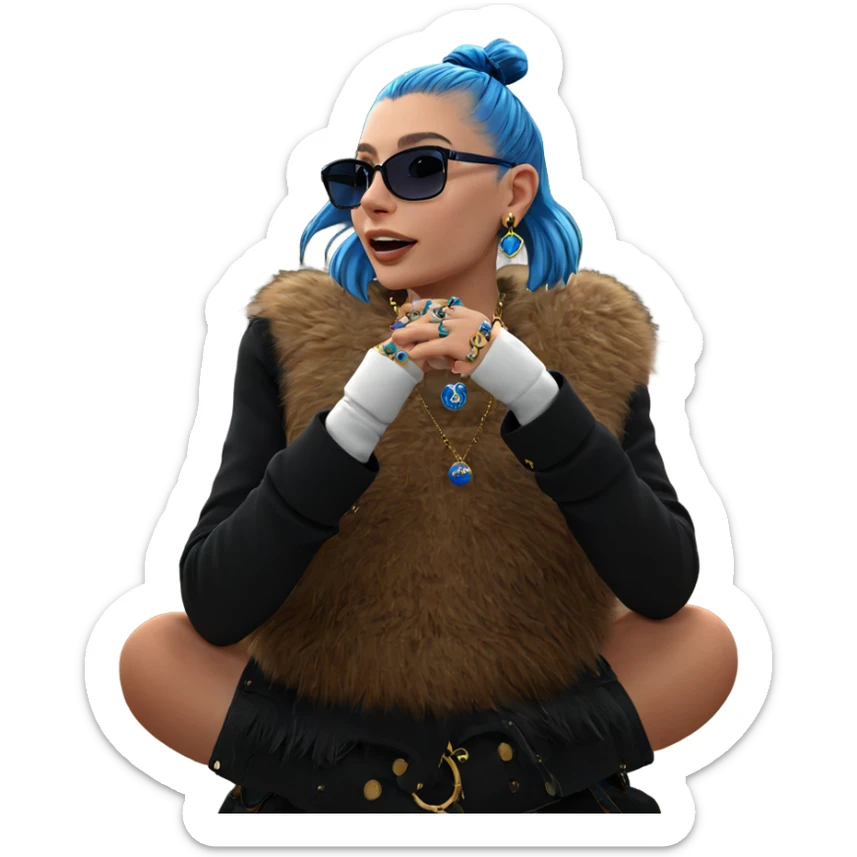 girl with blue hair jewelry sticker