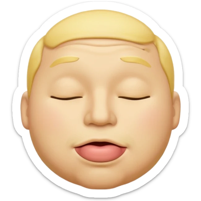 A male emoji with big fat lips with it’s eyes closed not smiling with its mouth closed and it’s yellow sticker
