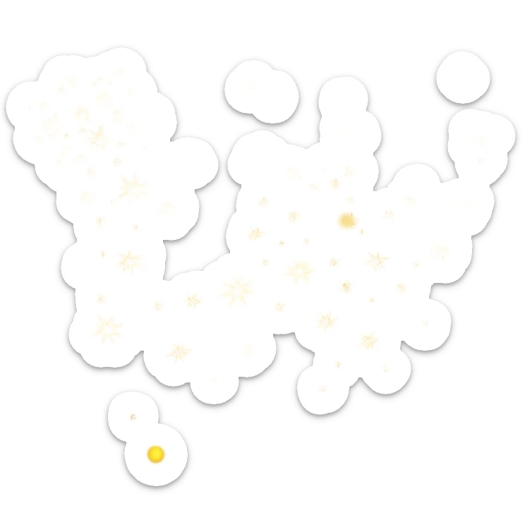 Generate a high-quality 3D cartoon-style emoji of yellow sparkles, shimmering and glittering particles, scattered randomly, smooth gradient colors, no human faces, no objects, no star shapes, simple white background, high-resolution.
 sticker