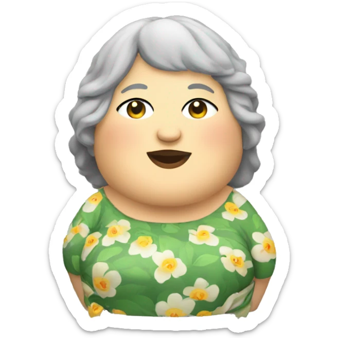 fat lady wearing a mumu, very short gray hair, in a swamp sticker