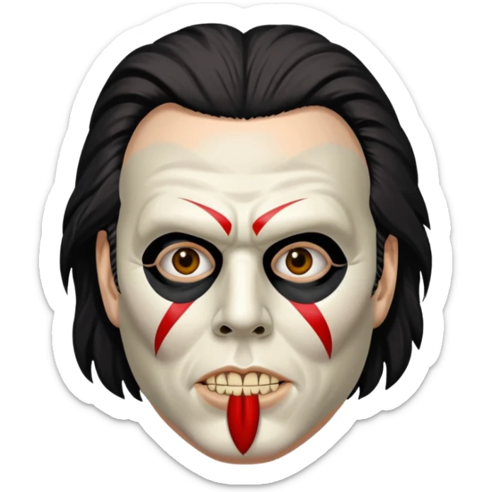 Michael Myers but with the gene Simmons Kiss make up on the mask sticker