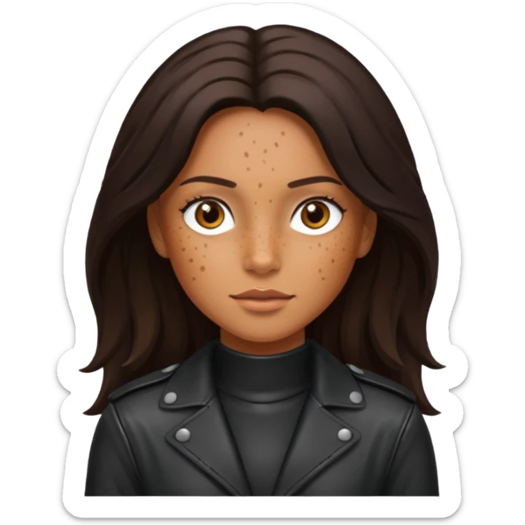 Tan skin with freckles, long dark hair, hazel eyes Dominatrix  sticker