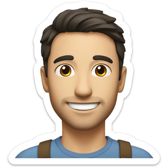 White man with dark hair and dark eyes, little stubble. He's smiling and looks friendly sticker