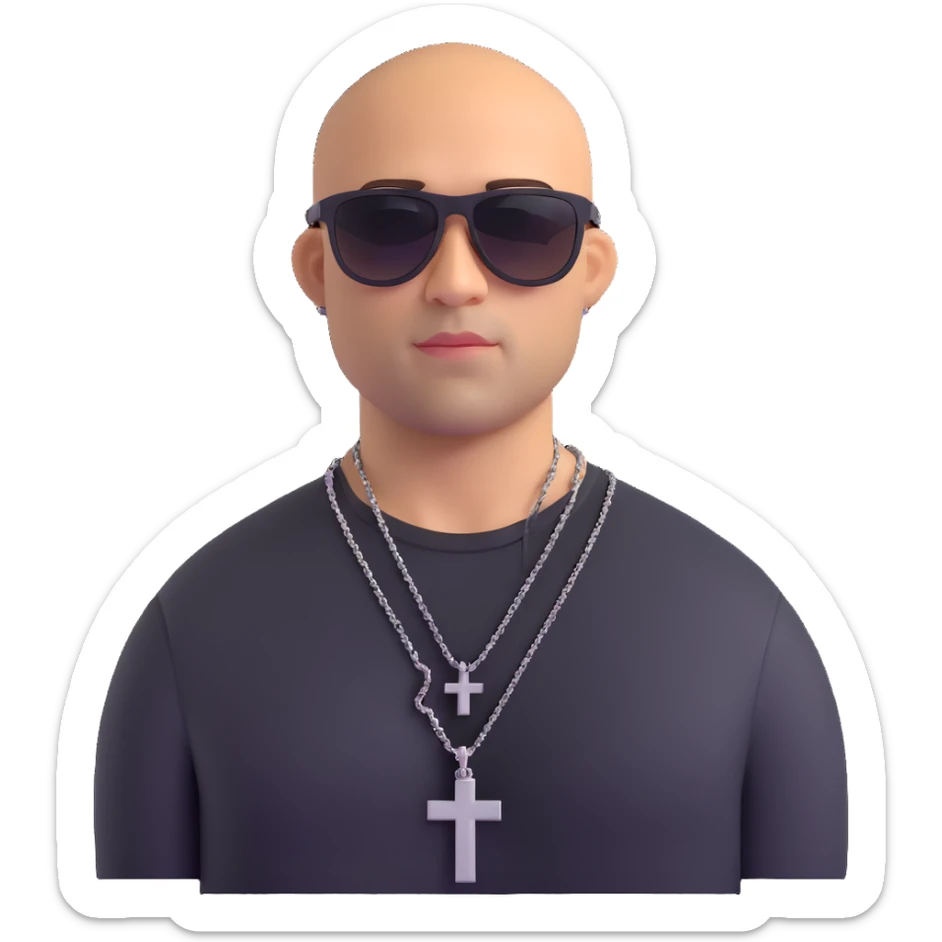 Dominic Toretto from Fast and Furious with sunglasses and cross necklace sticker