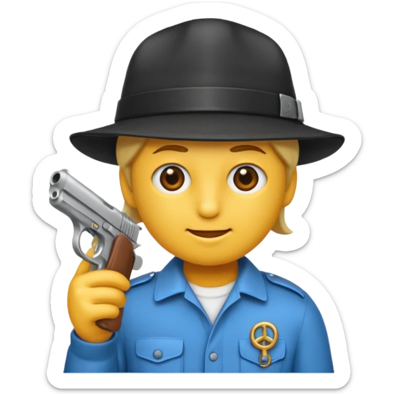 As un emoji que se vea la cabeza nada más con una gorra de lado y que no tenga aspecto infantil con una pistola  sticker