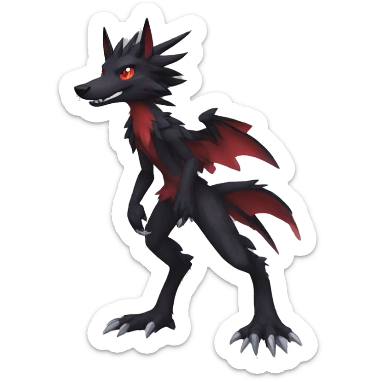 Anthro cool black red nargacuga sergal animal hybrid Fakemon full body sticker