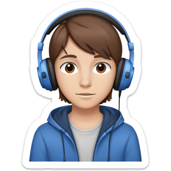 teenager with headphones listening to music sticker
