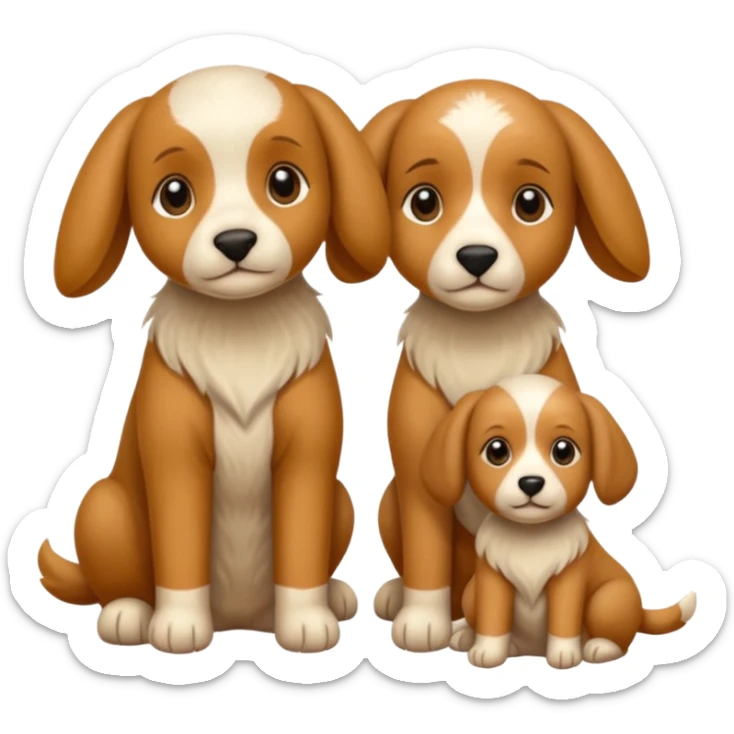 3 Cagnolini piccoli seduti con vestitini di lana fatti a mano sticker