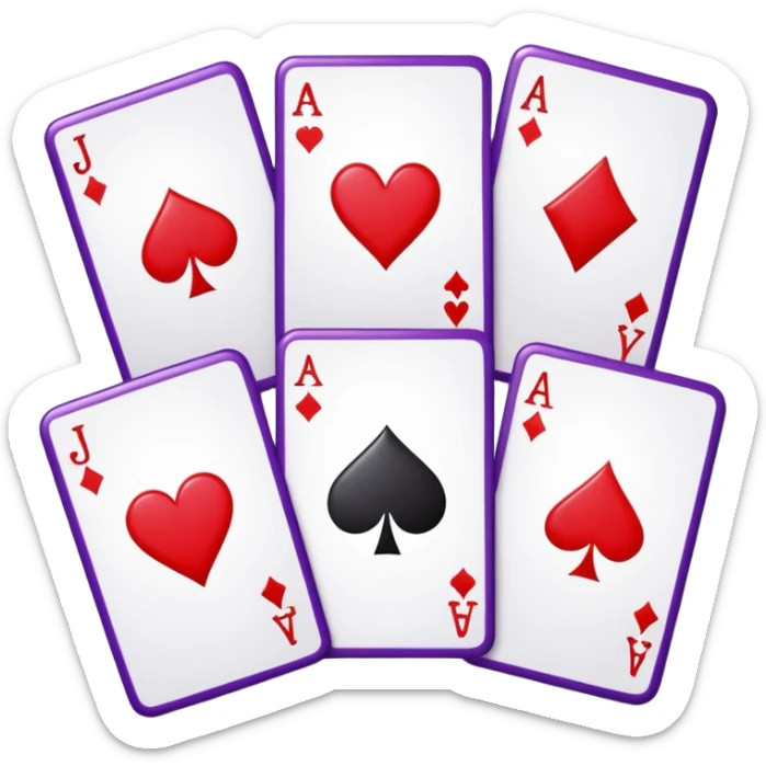 A 3D cartoon set of playing cards with a visible joker card, neat layout, soft shadow, realistic Memoji-style. sticker