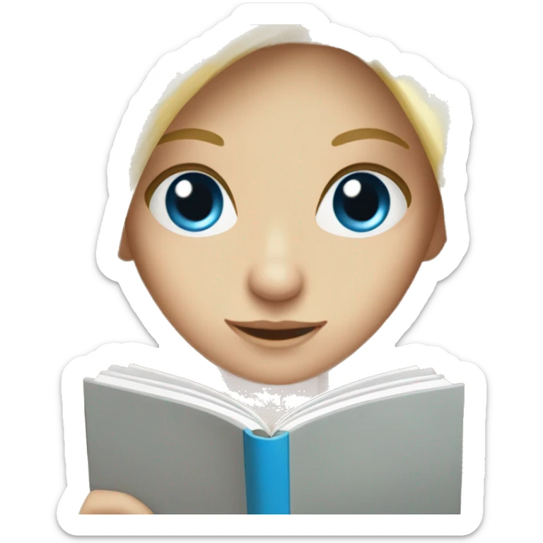 long blonde hair blue eyed girl reading  sticker