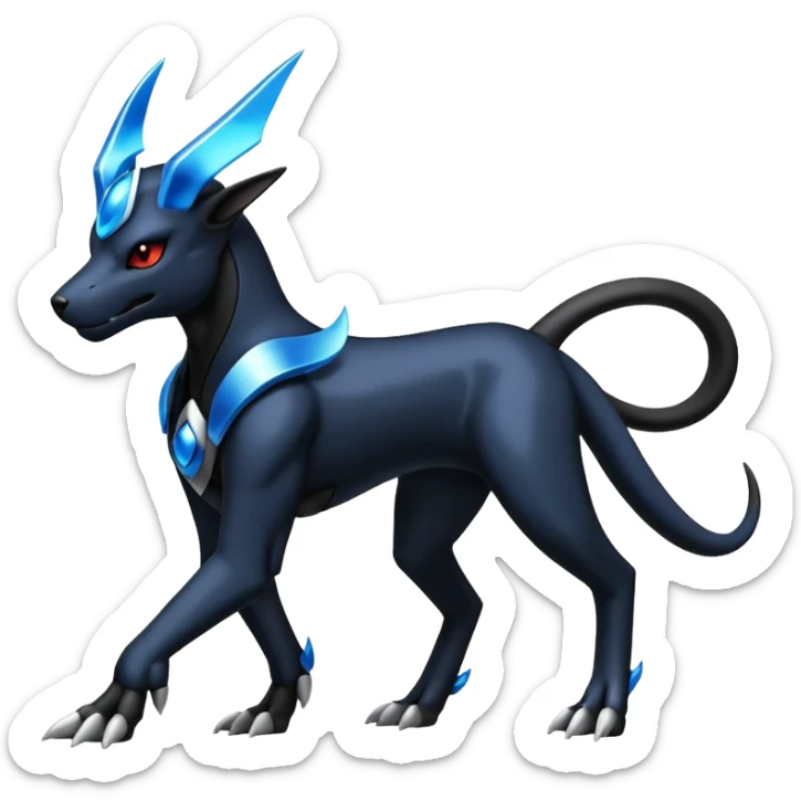Shiny Metallic Alloy Onyx-Houndoom-Zekrom-Genesect-Pokémon-Fakémon-hybrid-creature sticker