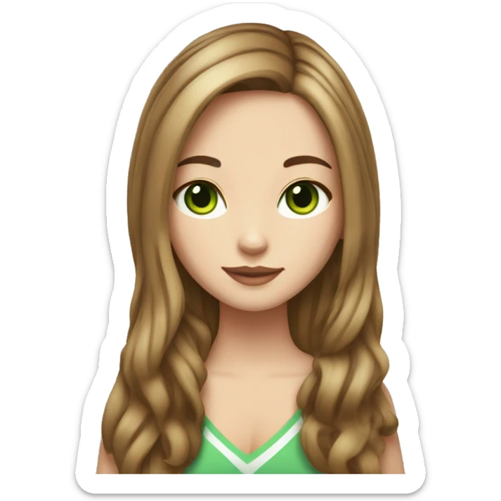 White skin girl with brunette long length hair with bengal cat with green eyes sticker