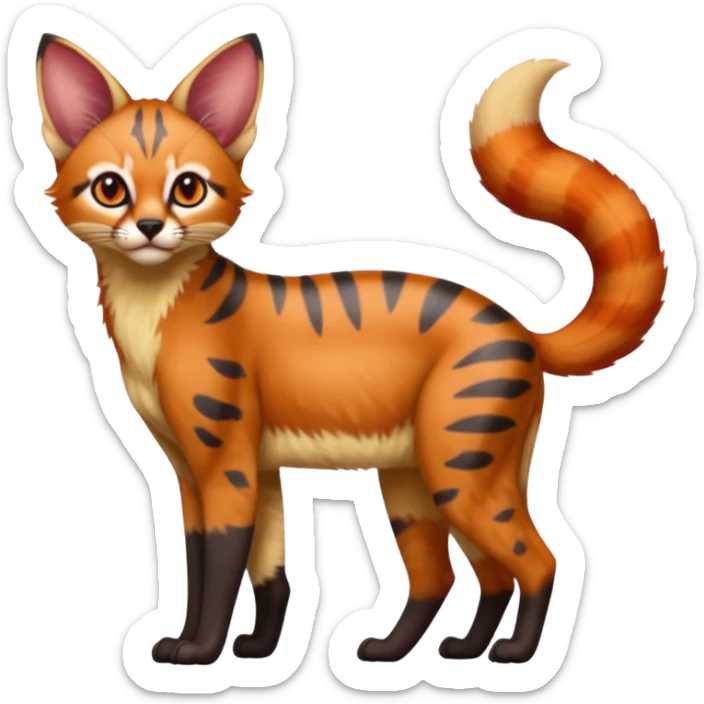 Serval-Caracal-Lykoi-Sphynx-Red-Panda-fusion-hybrid-animal-creature, full body sticker