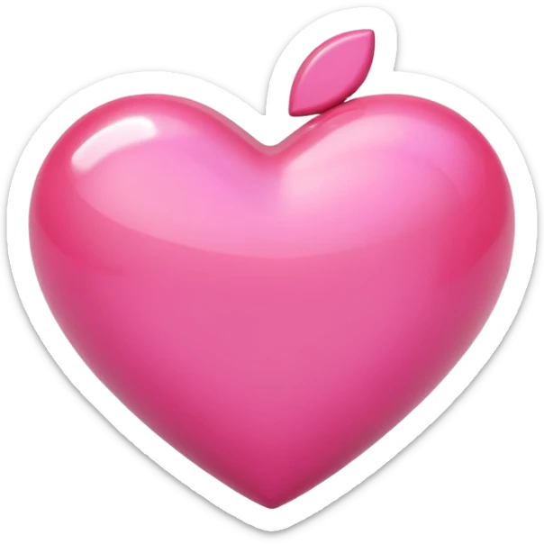 Apple-style 3D emoji of a shiny pink  heart, smooth and glossy surface, simple and elegant design, no background. sticker