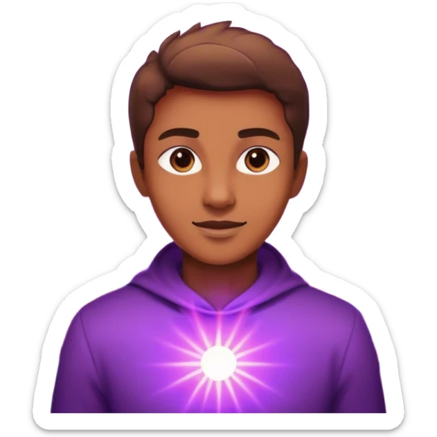 A charismatic person glowing in center of a room, radiating a violet warm bright aura glow, he is attracted with a lot of people around sticker