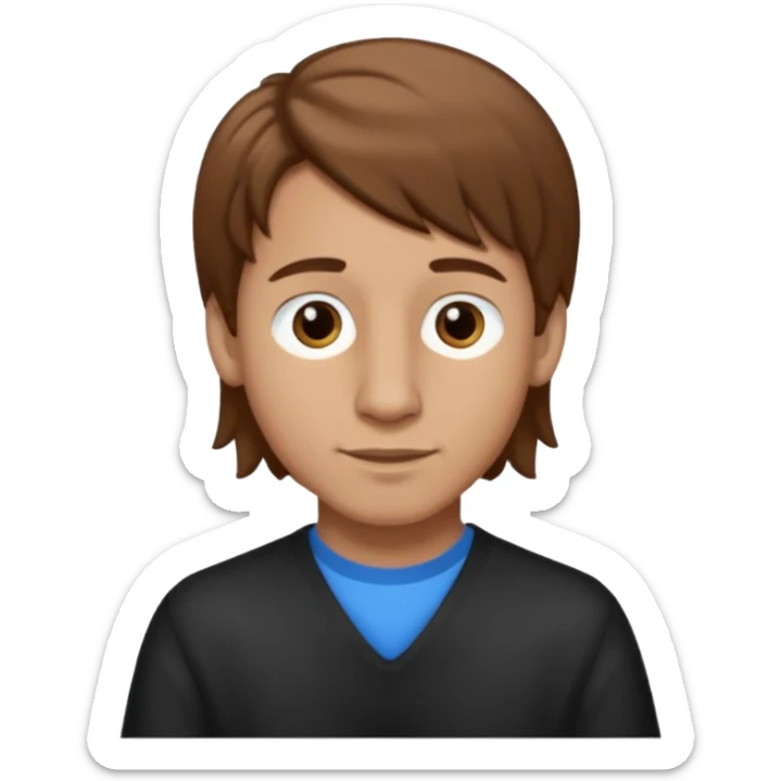 Make a emoji of a person with light skin with long nose hair that goes down like 2 inchis with long hair and with not that much hair and with his hair brown and who's a boy and who's nose hair goes down 2 inchis sticker