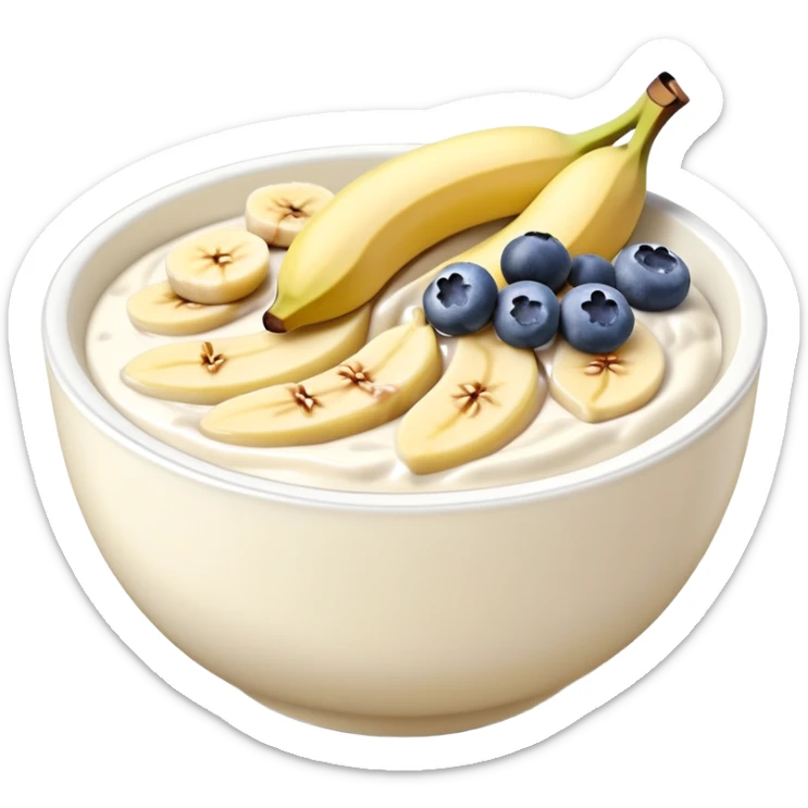 yogurt bowl banana and bluberries with peanut butter and honey on top sticker