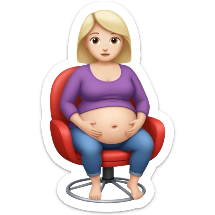 woman with unnaturally round belly (belly the size of a chair) sticker