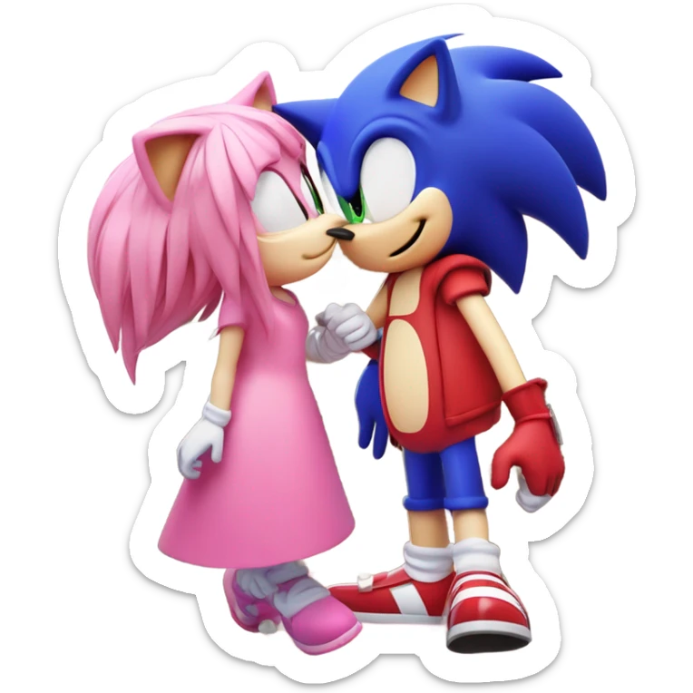 Sonic the hedgehog kissing amy sticker