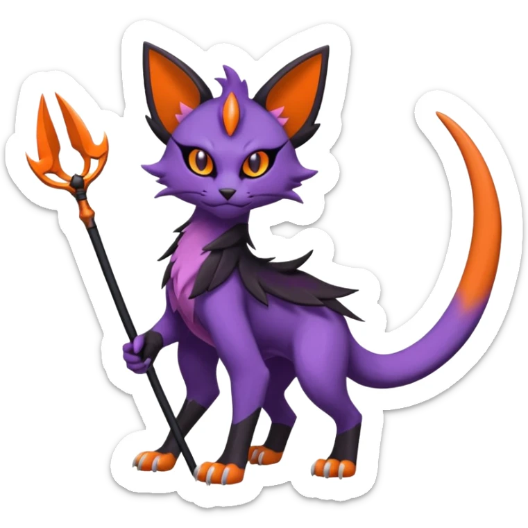 Liepard-Noivern-Litten-Sprigatito-Pokémon-fusion-creature with a scythe-shaped tail-tip (full body) sticker