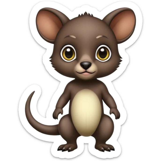 Adorable dark baby edgy animal-hybrid full body, big Eyes, marsupial  sticker