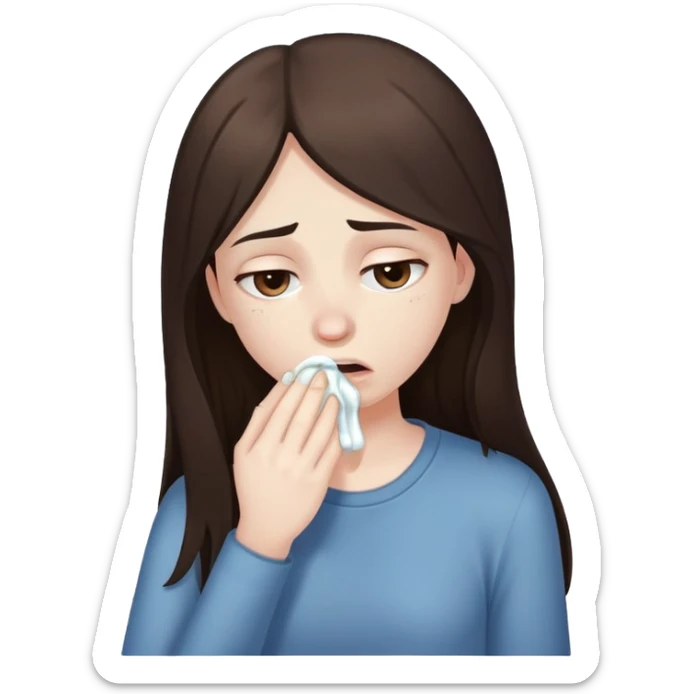 girl with long dark brown hair and pale skin vomiting sticker