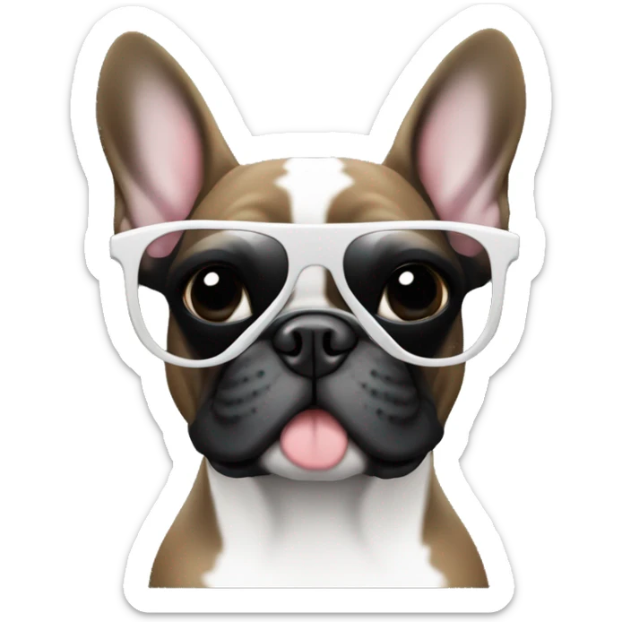 black french bulldog with white chest wearing sunglasses sticker