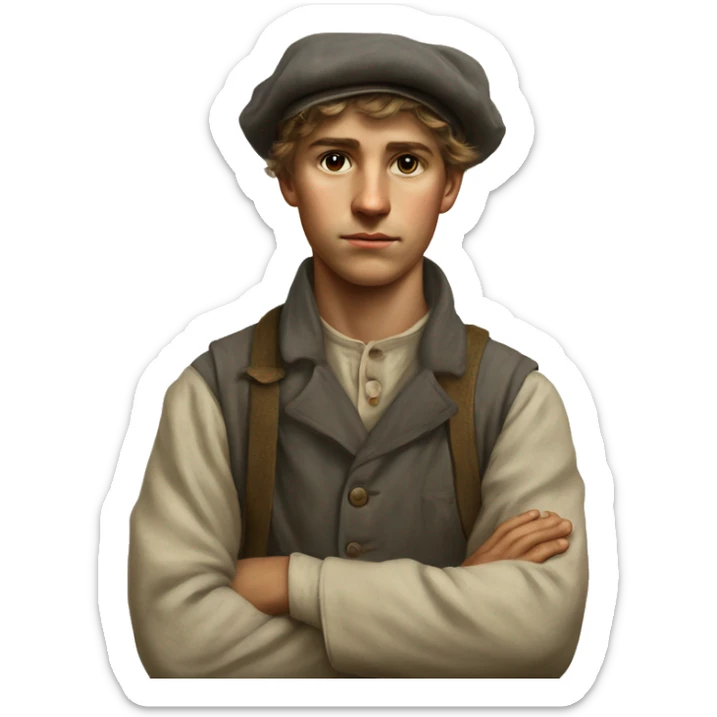 young peasant men during the 1917 revolution in Russia photorealistic serious sticker