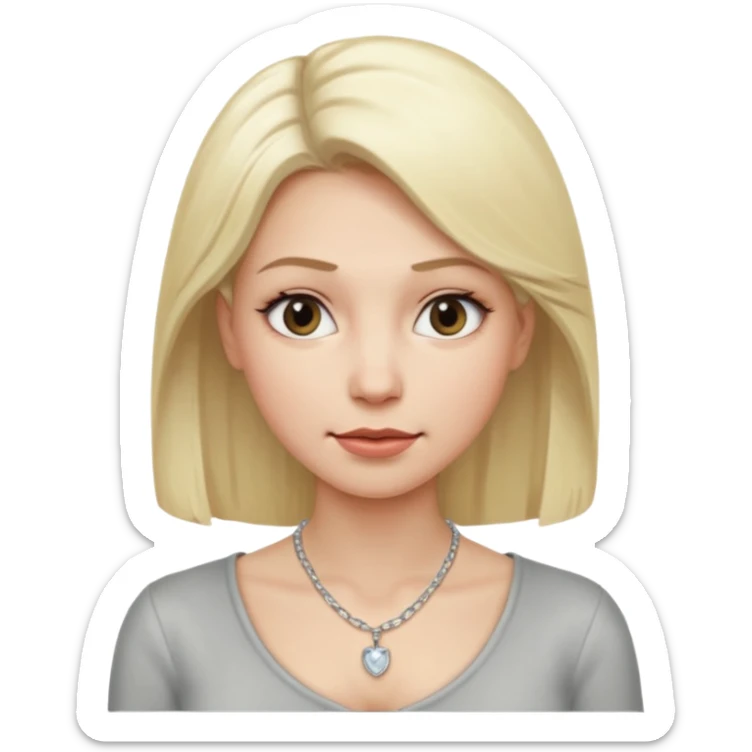 Female with Silver Necklace, grey skin,blonde hair, different expressions. sticker