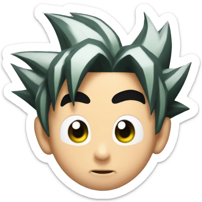 goku with black hair and eyes and green hanging ball earing sticker