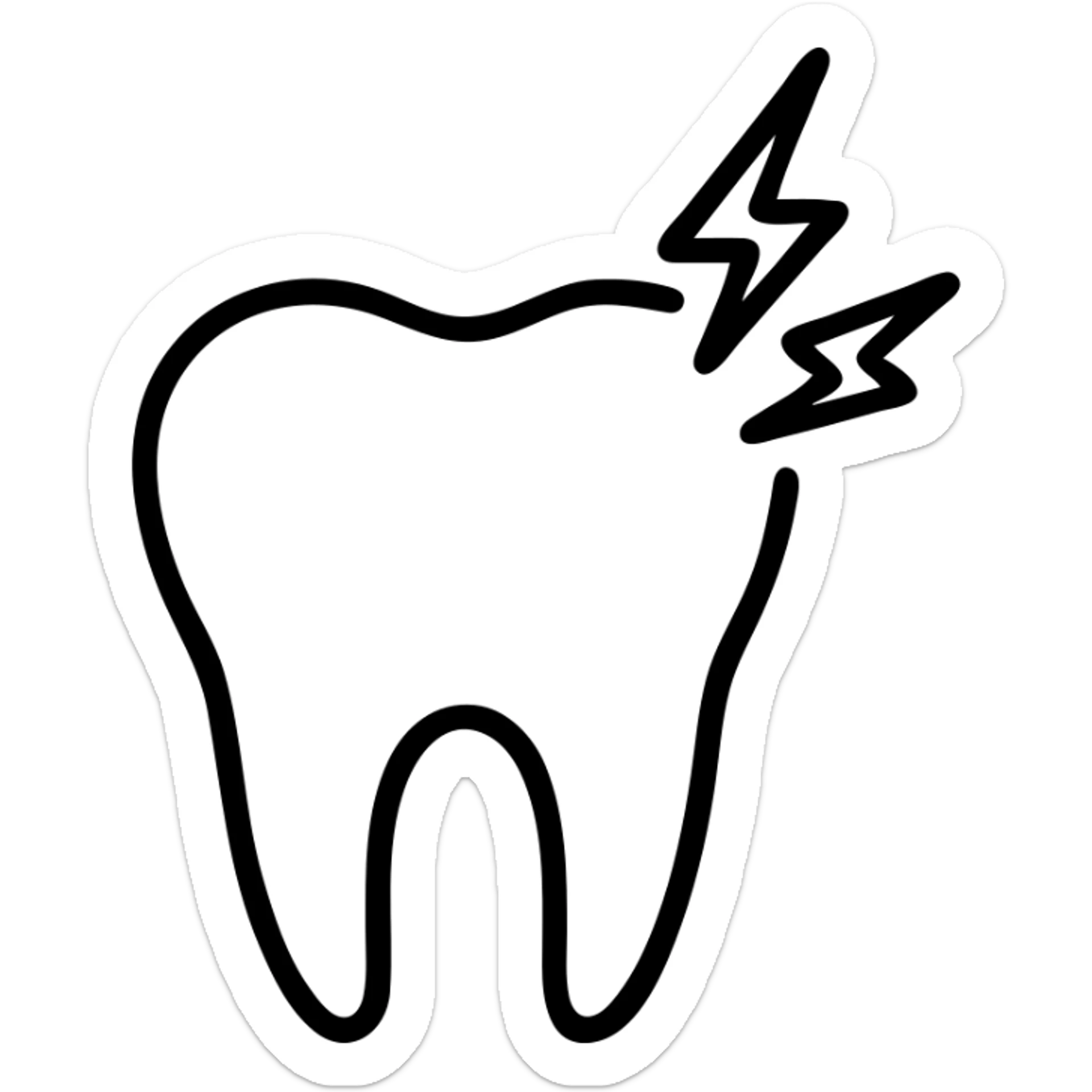 a black and white outline of a toothache sticker