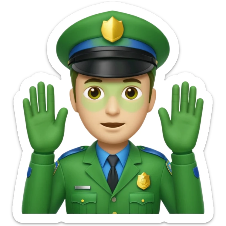 3d emoji man with green police cap and green police suit  sticker