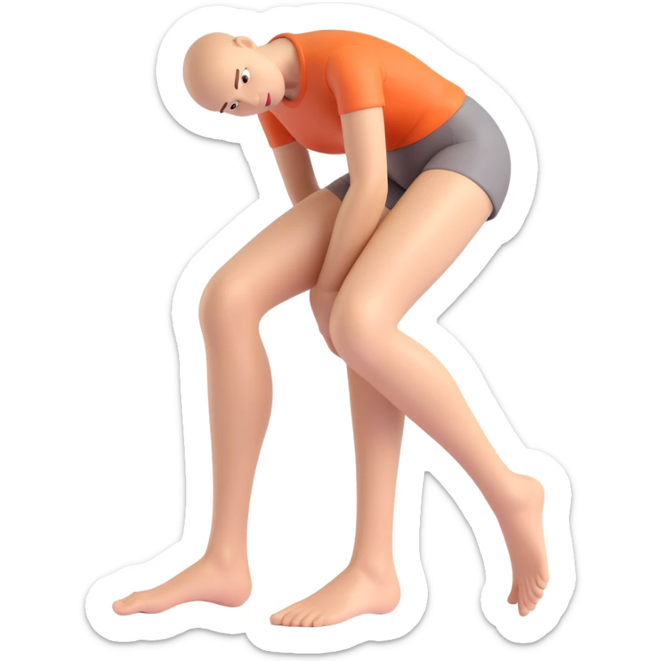 3D emoji style human leg, bent at the knee, simple and expressive, neutral skin tone sticker