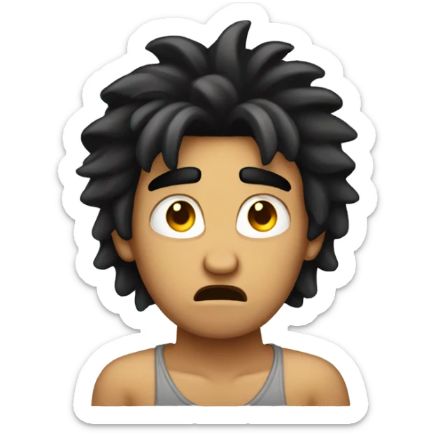very angry latino guy with longish hair and black hair holding his hands on top of his head  sticker