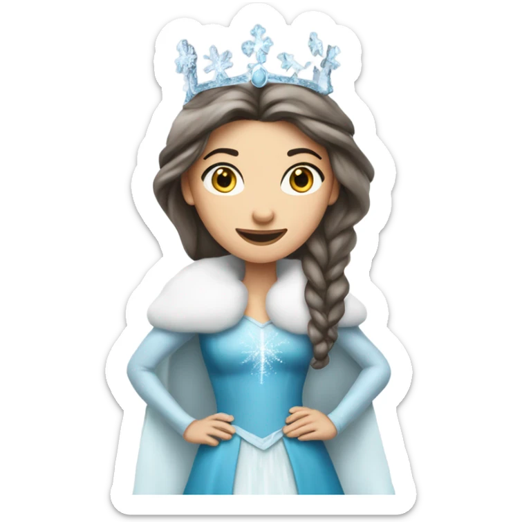 Caucasian brunette snow queen standing at the north pole sticker