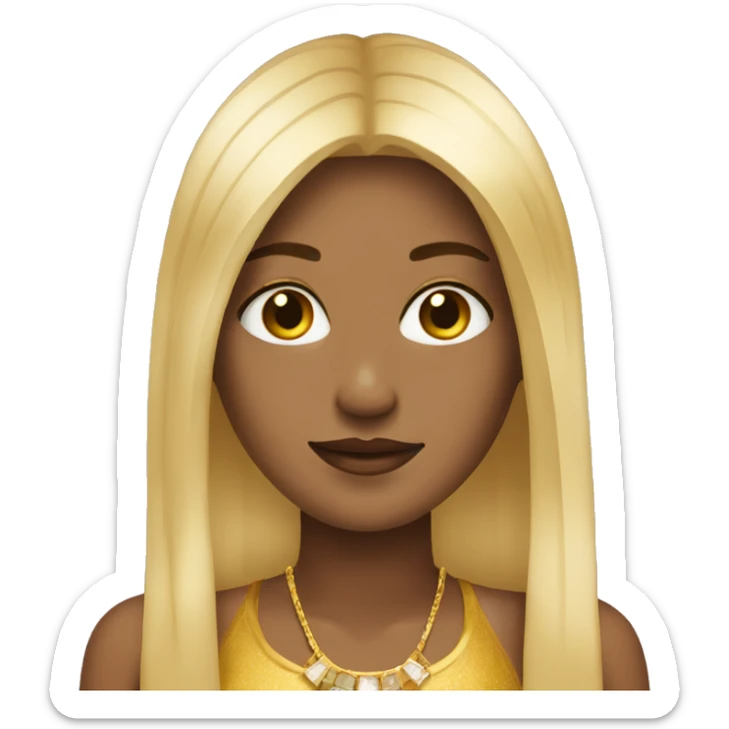 Blonde Girl with straight Hair and golden jewlery sticker