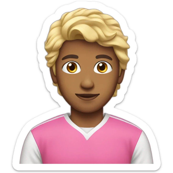 Arab boy, pink football shirt, blonde hair sticker