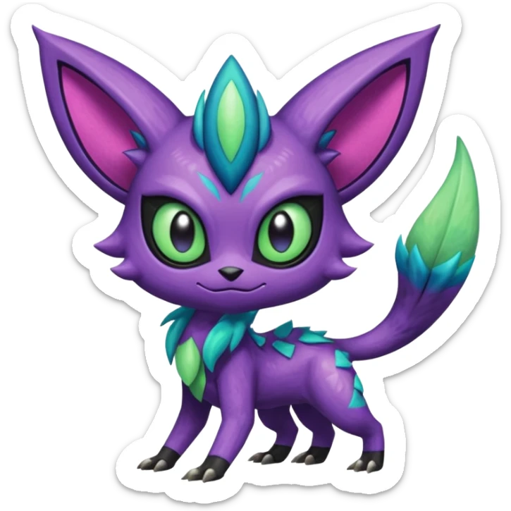 Colorful furry Exotic Meloetta-Sableye-Virizion-Venom-Stitch-Fakémon-creature-hybrid sticker
