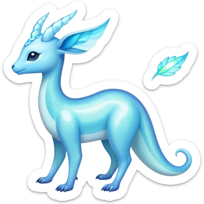 Shiny Exotic Colorful Ethereal Sparkly Amaura-Aurorus-Fakémon-hybrid-creature (full body)  sticker