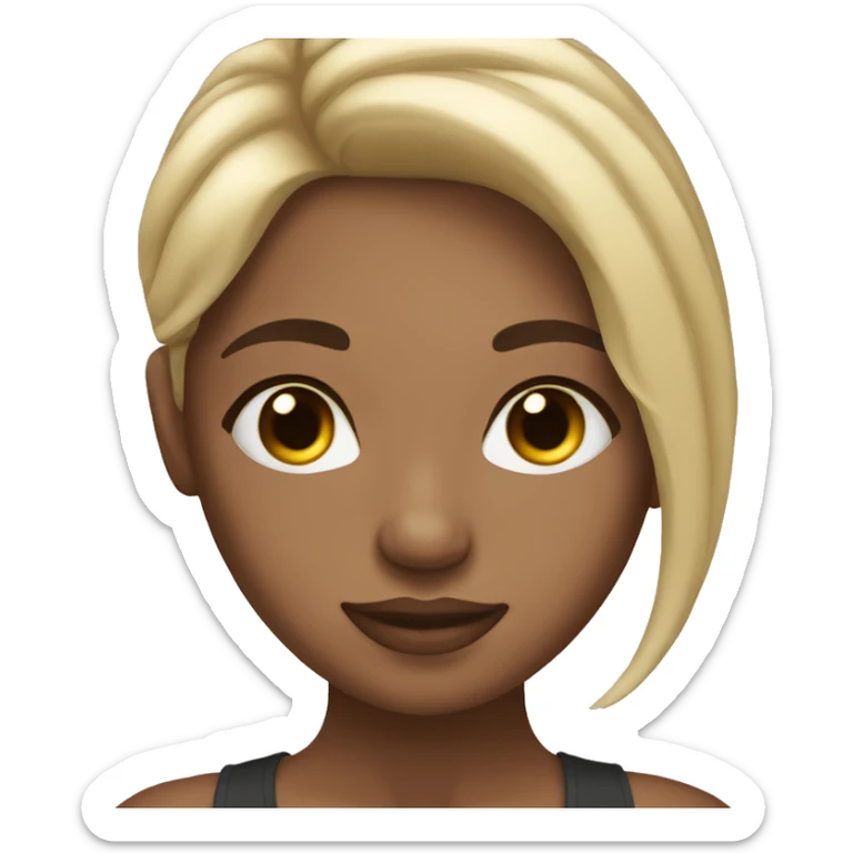 A brown eyed girl with lashes and blonde hair that has highlights  sticker