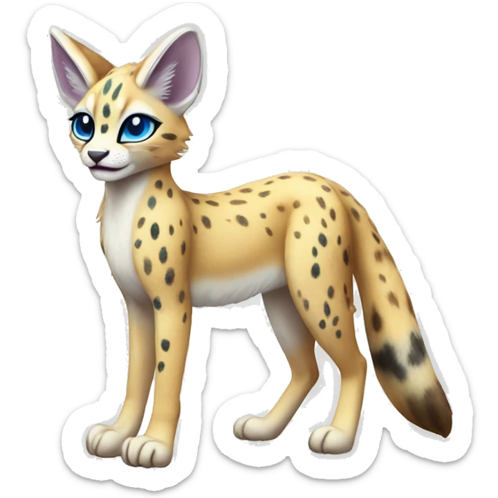 Cute Kawaii Epic Ethereal Sparkly Colorful Sergal-Serval-Caracal-Vernid full body sticker