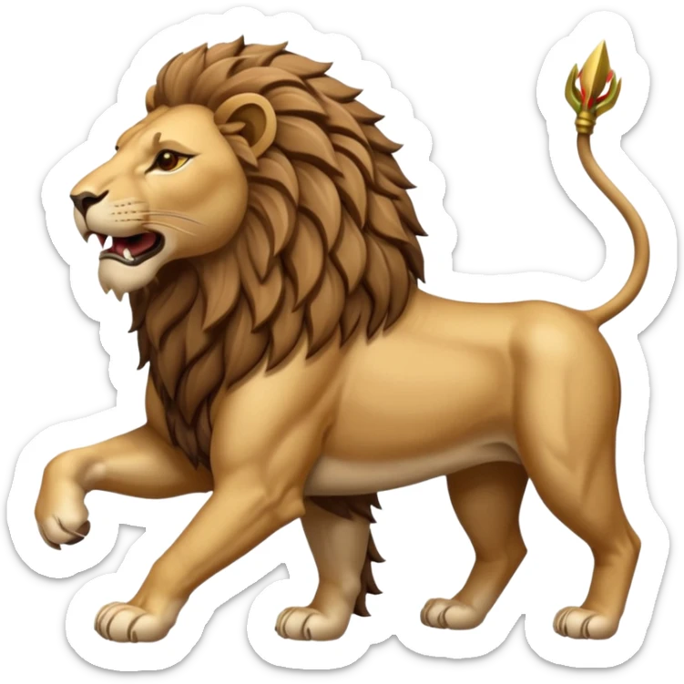 An emoji of a majestic lion from ancient Assyrian art, shown in a hunting scene. sticker