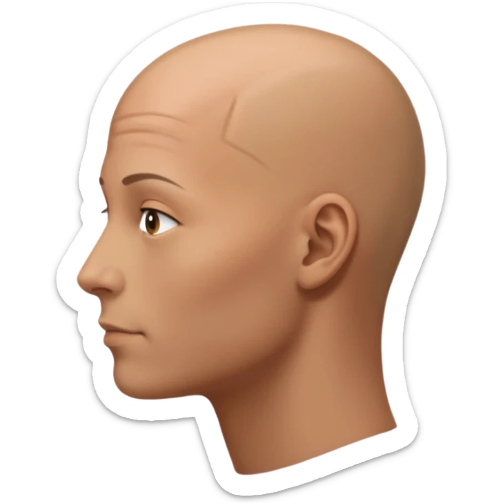 the profiile of a face with no hair, looking completely to the rifht sticker
